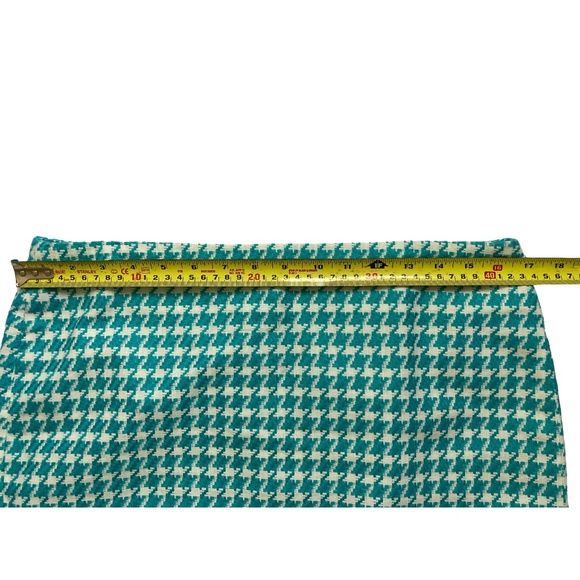 Talbots white, and aqua houndstooth midi skirt - Picture 4 of 10